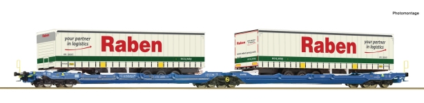 Roco 6600117 - H0 - Doppeltaschen-Gelenkwagen T3000e Raben, DB, Ep. VI